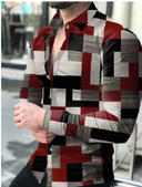 European And American Mens Printed Shirt Cardigan Longsleeved
