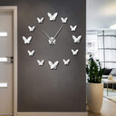 3D Mirror Wall Clock Butterfly Living Room Bedroom