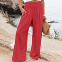 Women's Pants Casual Wide Leg Cotton Linen Loose