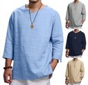 Loose Casual V-neck Top Cotton And Linen Long