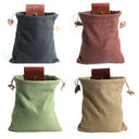 Leather Foraging Bag Mushroom Canvas Pouch Collapsible