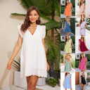 Lace Dresses With Pocket Summer Sleeveless Jacquard Cutout