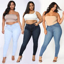 Women's Plus Size Fashion High Elastic Denim Pencil
