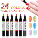 24 Color Nail Polish Painting Pen 3D Flower