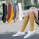 Solid Color Calf Socks Women's Cotton Long