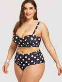 Retro Polka Dot High-rise Bikini Top Bottom Padded