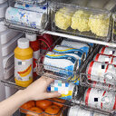 Refrigerator Beverage Storage Box Double-layer Self-rolling Kitchen Rack