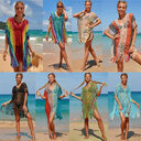 Women's Knitted Colorful Striped Beach Blouse