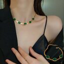 Fashion Jewelry Green Stone Crytal Snake Chain Multilayer
