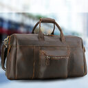 Vintage Crazy Horse Leather Men's Travel Large Capacity