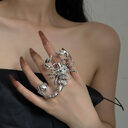 Big Scorpion Ring Gold Silver Crystal Tail Elastic