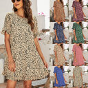 Leopard Print Round Neck Short Front And Back