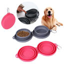 Rubber Foldable Double Bowl Pet Feeding Pets Supplies