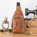 Genuine Leather Mens Chest Shoulder Messenger Bags