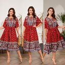 Fat Women Dresses Summer V Neck Print Beach