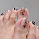 Women's Fashion Black Line Gold Powder Wear Manicure
