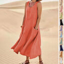 Summer Sleeveless Long Dress With Pockets Fashion Casual