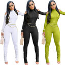 Women's Long Zipper Pleated Jumpsuit