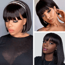 Human Hair Bob Wig Headgear Woven Top Heart