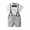 Baby Clothes Suspender Pants Suit Short Sleeve Cotton