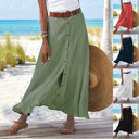 Women's Fashion Cotton Linen A-Line Hip Mid Waist
