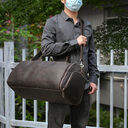 Vintage Travel Bag Multifunctional Leather Duffle Folding