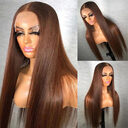 Straight Brown Lace Closure Human Hair Wigs Chocolate