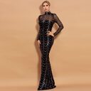 Sequins Women Maxi Dresses Long Sleeve Female Party