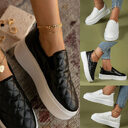 Ins Plaid Flat Shoes Women Platform Leather