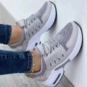 Lace Up Sneakers Women Wedge Heel Running Sports