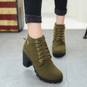 Chunky Block Heel Boots Buckle Ankle Women Shoes