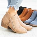 Ankle Boots For Women Low Heels Side Zipper