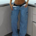 Straight Leg Cargo Pants Women High Waist Casual