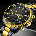 Luxury Gold Green Watch Men's Waterproof Stainless Steel