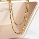 18K Gold Necklace Bungee Laser Bead Wave Chain