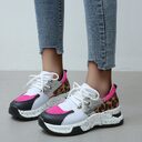 Leopard Print Sneakers Women Lace Up Walking Running