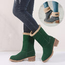 Suede Ankle Boots Adjustable Foldable Mid-Calf Boot Winter