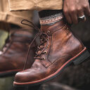 Retro Boots Men Lace-up Leather Ankle Low Heel