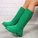 Mid Calf Boots Fashion Platform Western Women Autumn