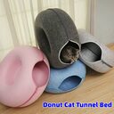 Donut Cat Tunnel Bed Pets House Natural Felt