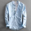 Simple Men's Casual Long Linen Sleeves Shirt Loose