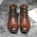 Men Winter Ankle Boots Lace Up Footwear Leather