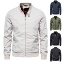Men's Zip-up Jacket With Pockets Casual Solid Stand