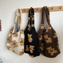 Cute Bear Print Bags Winter Lamb Shoulder Bag