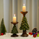 Resin Wooden Christmas Tree Candle Holder Base Figurine