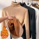 Fleece Turtle Neck Sweater Winter Warm Elegant Thick