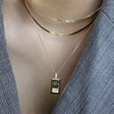 Au750 Gold Bar Natural Diamond Pendant Necklace