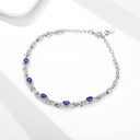 Natural Sapphire Bracelet Women's S925 Silver Set Gem