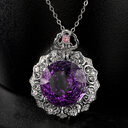 Luxurious S925 Silver Set Natural Amethyst Pendant Female