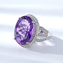 Natural Amethyst Ring Luxury Gem Jewelry Temperament S925